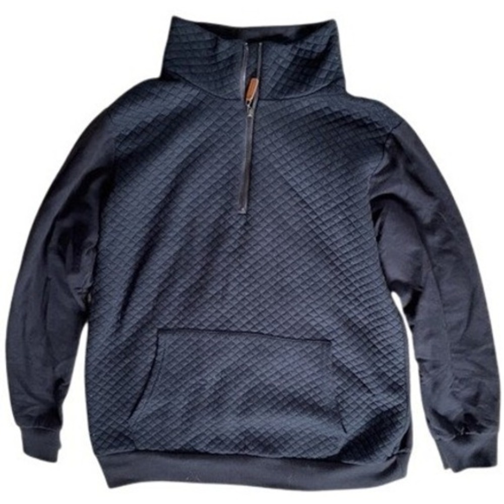 Barlver Mens Navy Blue Quilted Quarter Zip Pullover Sweatshirt‎ Size Large